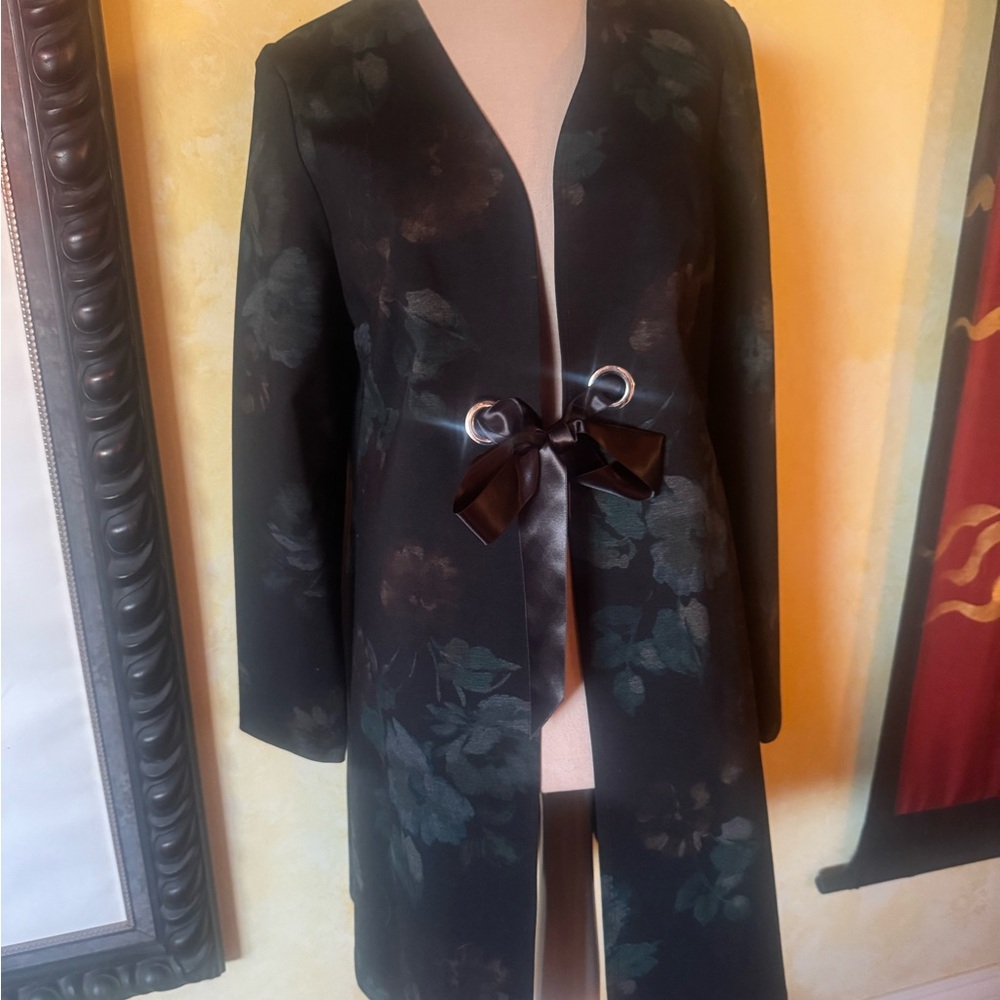 Joseph Ribkoff Black Floral Open Jacket Topper